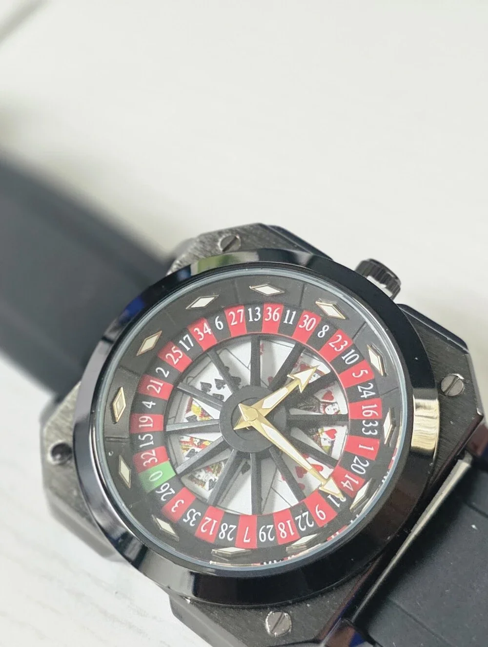 361.  Black Rotating Roulette-Style Dial Sport Watch
